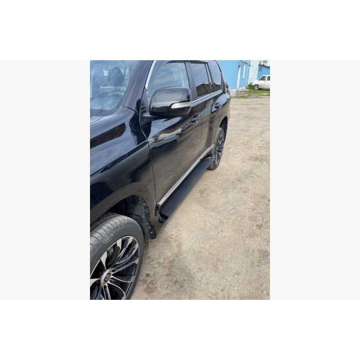 Бокові пороги (2 шт., алюміній) Білий колір (сіра підніжка) для Lexus GX460 2009-2023 рр.