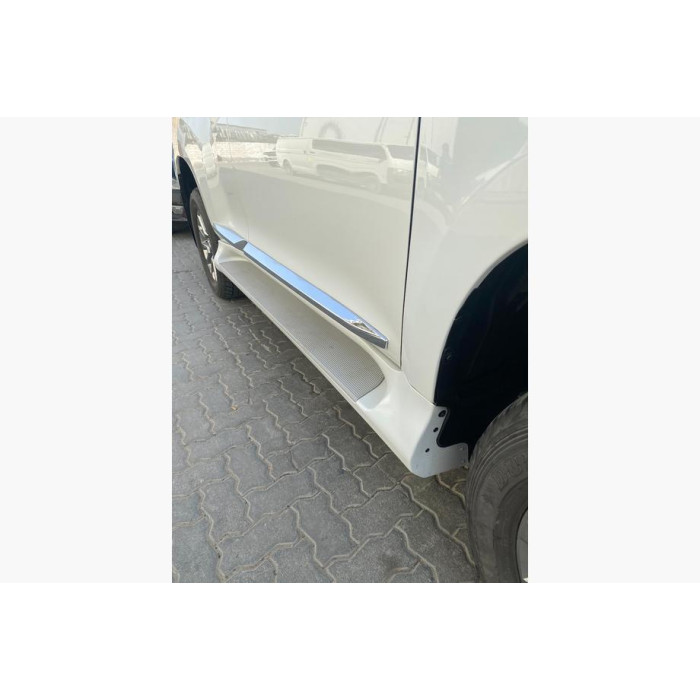 Бокові пороги (2 шт., алюміній) Чорний колір (сіра підніжка) для Lexus GX460 2009-2023 рр.