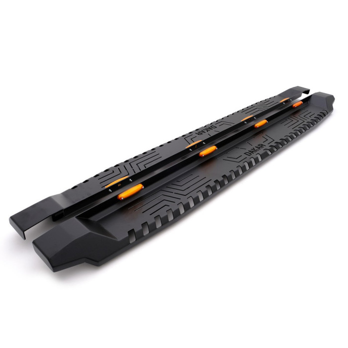 Бокові пороги Dakar V1 з LED (2 шт, метал) для Volkswagen Amarok 2010-2022 рр