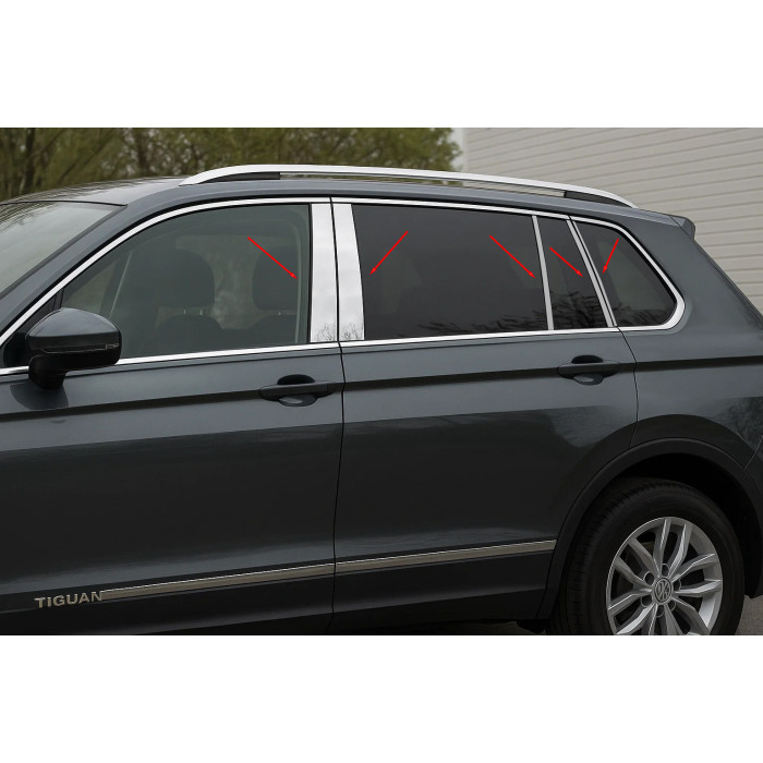 Молдинги дверних стійок (10 шт, нерж.) для Volkswagen Tiguan 2016-2023 рр.