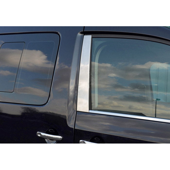 Молдинги на дверні стійки (2 шт., нерж) Carmos - Турецька сталь для Volkswagen Caddy 2004-2010 рр