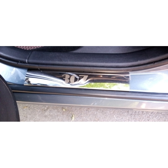 Накладки на пороги Carmos V1 (4 шт, сталь) для Peugeot 307 2001-2008 рр