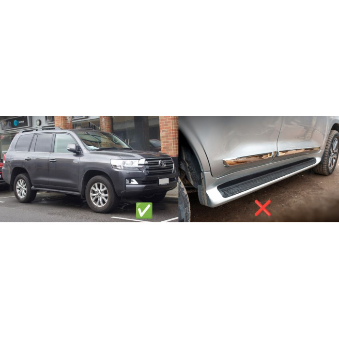 Передні бризковики (2 шт, під пороги без підсвітки) для Toyota Land Cruiser 200 2007-2021 рр.