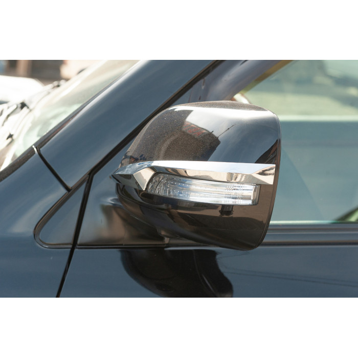 Смужки на дзеркала (2 шт, хром) для Toyota Land Cruiser Prado 150 2009-2023 рр