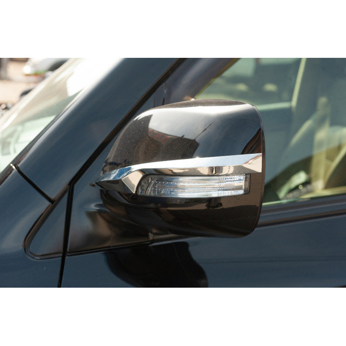 Смужки на дзеркала (2 шт, хром) для Toyota Land Cruiser Prado 150 2009-2023 рр
