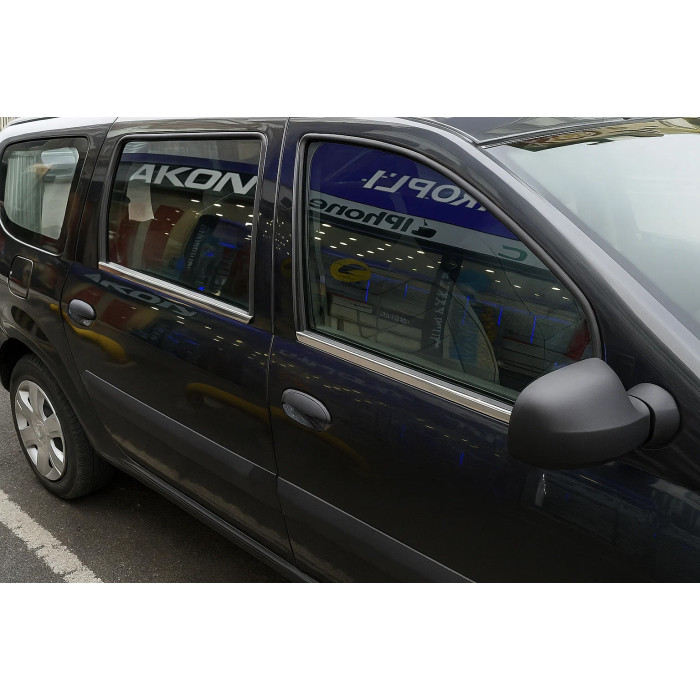 Зовнішня окантовка стекол (4 шт, нерж.) Carmos - Турецька нержавейка для Dacia Logan MCV 2004-2014 рр