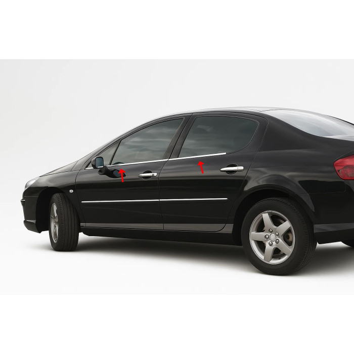 Зовнішня окантовка стекол (4 шт, нерж) Carmos - Турецька сталь для Peugeot 407 2004-2011 рр