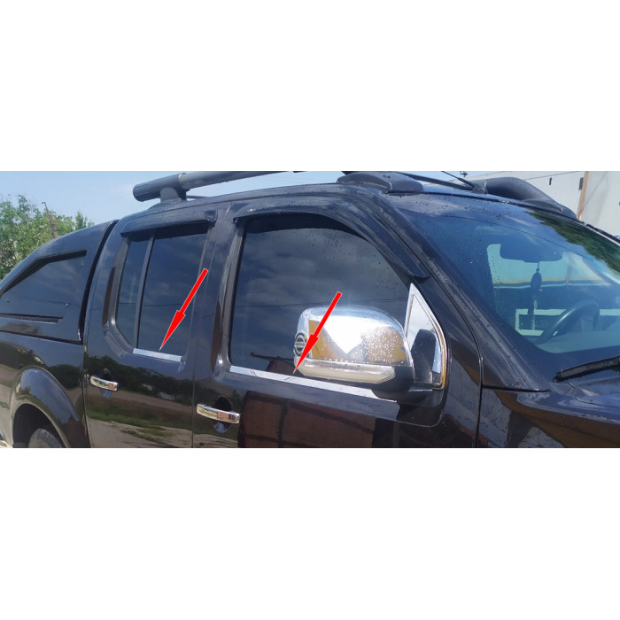 Зовнішня окантовка вікон (4 шт., нерж.) Carmos - Турецька сталь для Nissan Navara 2006-2015 рр