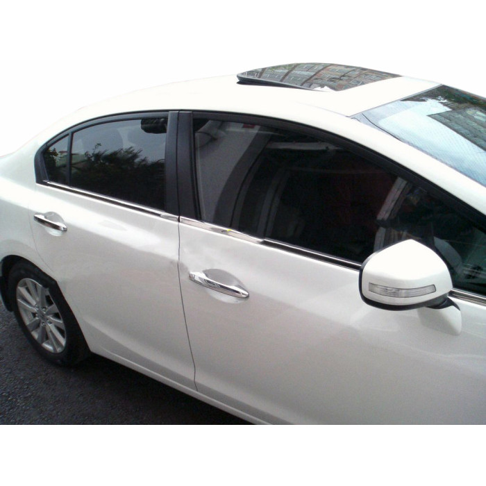Зовнішня окантовка вікон Carmos (4 шт, нерж) для Honda Civic Sedan IX 2011-2016 рр